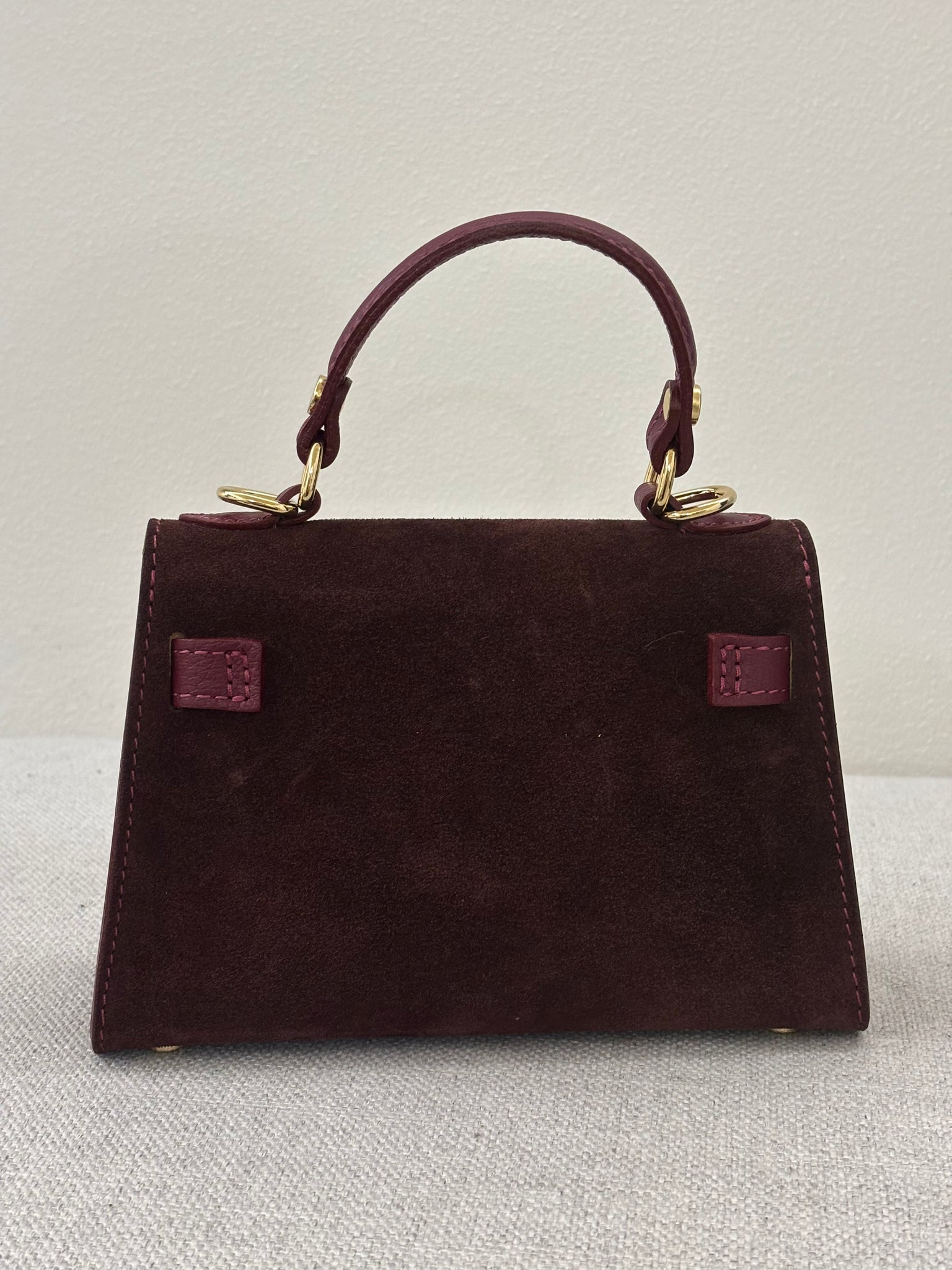 Mini Kelly bordeaux scamosciata